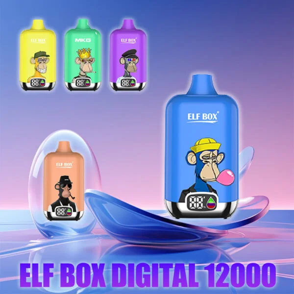 ELF box digital 12000 puffs 0% 2% 3% 5% Nicotine LED display Disposable Vape Wholesale - BookVape - 1