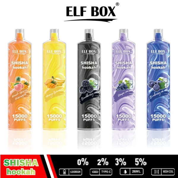 ELF BOX LS15000 Puff Vodní dýmka na vodní dýmku 0% 2% 5% Nikotinová dobíjecí jednorázová vape velkoobchod – BookVape – 4