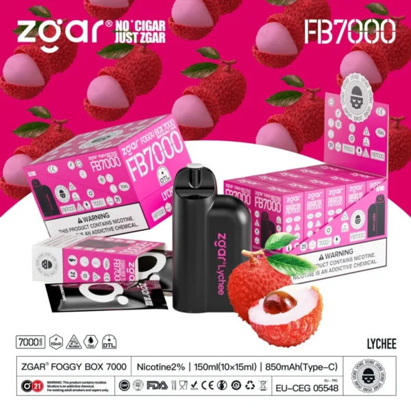 ZGAR FOGGY BOX 7000 Puffs 2% Nicotină Reîncărcabil Vape de unică folosință En-gros - BookVape - 19