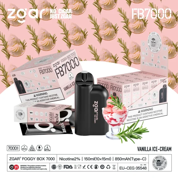 ZGAR FOGGY BOX 7000 Puffs 2% Nicotină Reîncărcabil Vape de unică folosință Comerț cu ridicata - BookVape - 10
