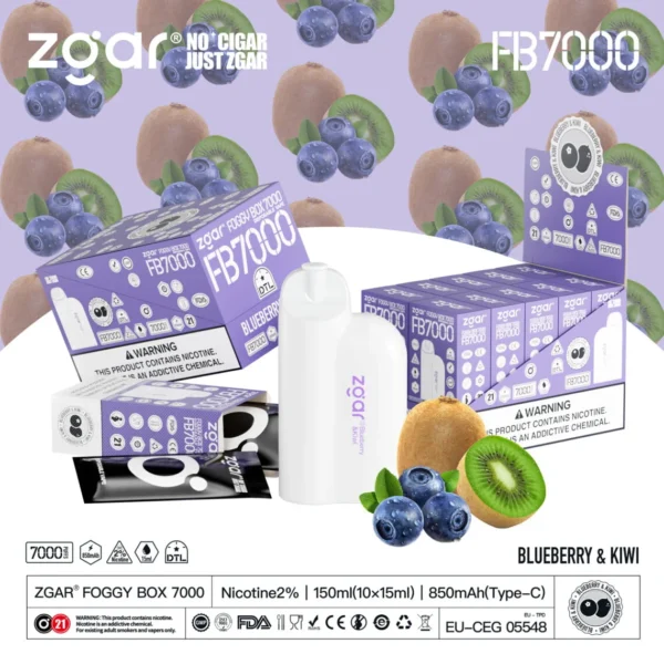 ZGAR FOGGY BOX 7000 Puffs 2% Nicotină Reîncărcabil Vape de unică folosință En-gros - BookVape - 15