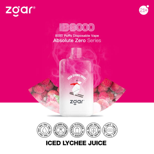 ZGAR ICE BOX 8000 Puffs 2% Nicotine Rechargeable Disposable Vape Wholesale - BookVape - 8
