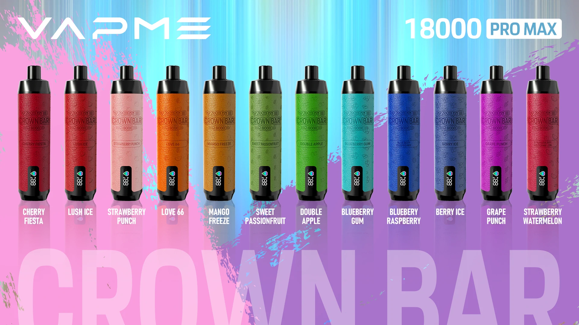 Vapme Crown Bar 18000 PRO MAX 2% 5% Nicotina 18000 baforadas Recarregáveis ​​Vapes descartáveis ​​em massa comprar atacado