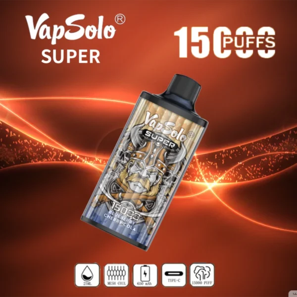 Vapsolo Super 15000 Puffs 2% 5% Baixo teor de nicotina em massa Compre caneta Vapes descartável recarregável no atacado - BookVape - 15