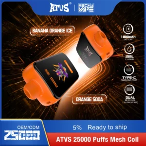 ATVS 25000 Puffs Dual Mesh 5% Penna per vapori usa e getta ricaricabile a basso contenuto di nicotina all'ingrosso Acquista all'ingrosso