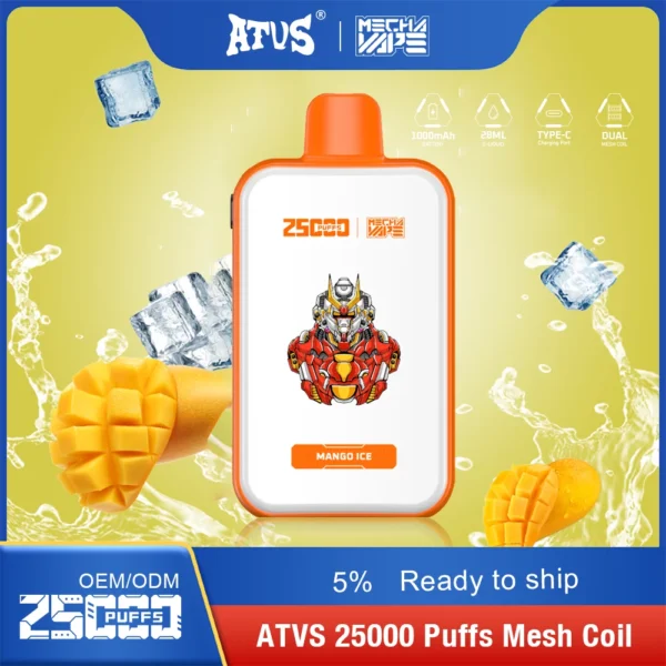 ATVS 25000 Puffs Dual Mesh 5% Baixa Nicotina Recarregável Vapes Pen Bulk Comprar Atacado - BookVape - 13