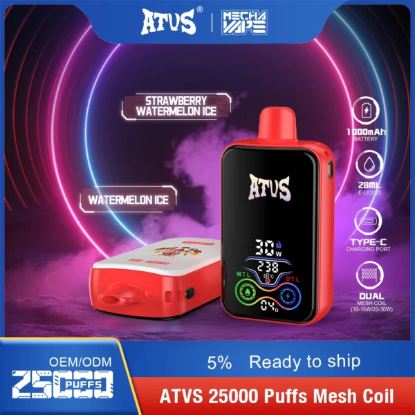 ATVS 25000 Puffs Dual Mesh 5% Baixa Nicotina Recarregável Vapes Pen Bulk Comprar Atacado - BookVape - 5