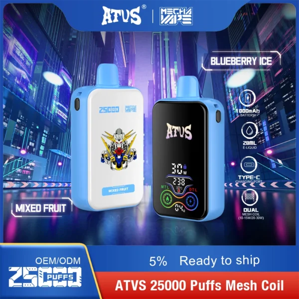 ATVS 25000 Puffs Dual Mesh 5% Baixa Nicotina Recarregável Vapes Pen Bulk Comprar Atacado - BookVape - 3