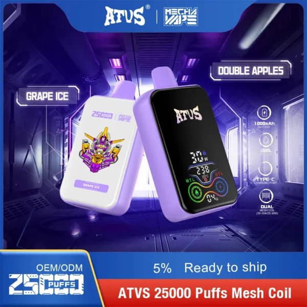 ATVS 25000 Puffs Dual Mesh 5% Baixa Nicotina Recarregável Vapes Pen Bulk Comprar Atacado - BookVape - 2