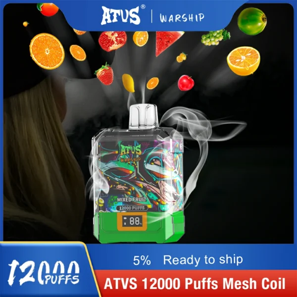 Atvs Warship 12000 Puffs 5% Genopladelig engangsvapes med lav nikotinindhold Pen Bulk Køb Engros - BookVape - 1