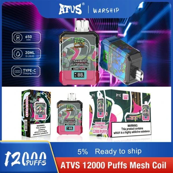 Atvs Warship 12000 Puffs 5% Genopladelige engangsvapes med lavt nikotinindhold Pen Bulk Køb Engros - BookVape - 3