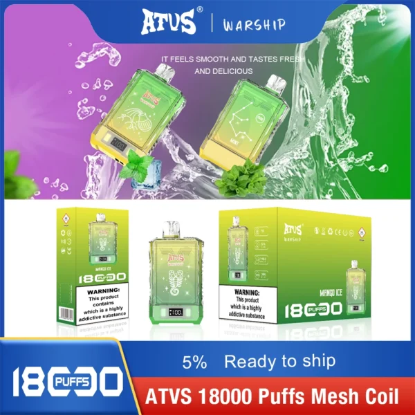 Atvs Warship 18000 Puffs 5% Genopladelig engangsvapes med lav nikotinindhold Pen Bulk Køb Engros - BookVape - 7