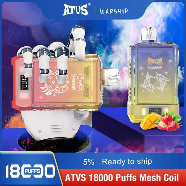 Atvs Warship 18000 Puffs 5% Genopladelige engangsvapes med lav nikotinindhold Pen Bulk Køb Engros - BookVape - 10