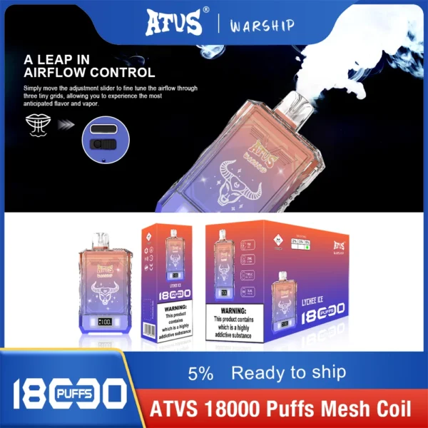 Atvs Warship 18000 Puffs 5% Genopladelige engangsvapes med lav nikotinindhold Pen Bulk Køb Engros - BookVape - 8