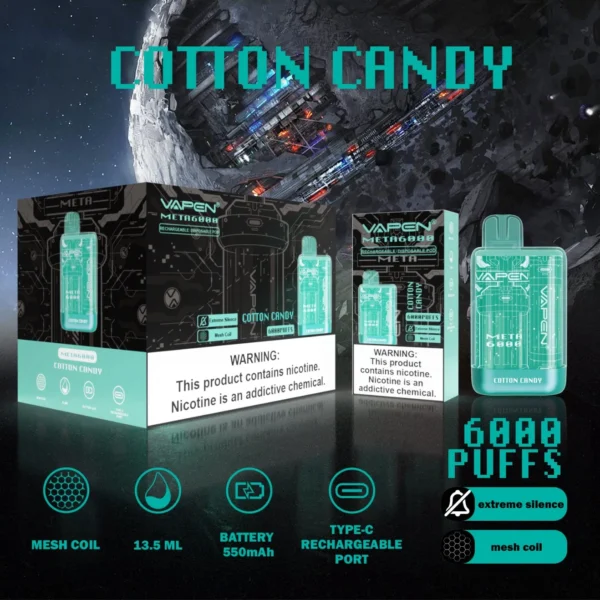 VAPEN Meta 6000 Puffs 2% 5% Alacsony nikotintartalmú Újratölthető Eldobható Vapes Pen Tömeges Vásárlás Nagyker - BookVape - 3