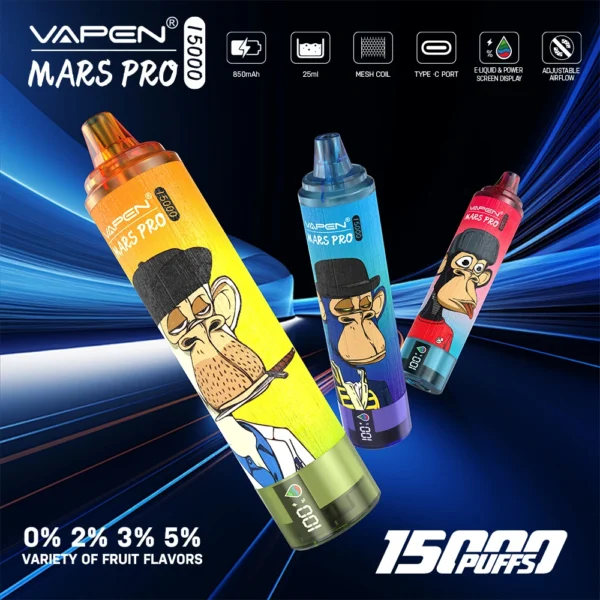 VAPEN Mrs Pro 15000 Puffs 2% Аккумуляторная одноразовая ручка для электронных сигарет с низким содержанием никотина Купить оптом - BookVape - 1