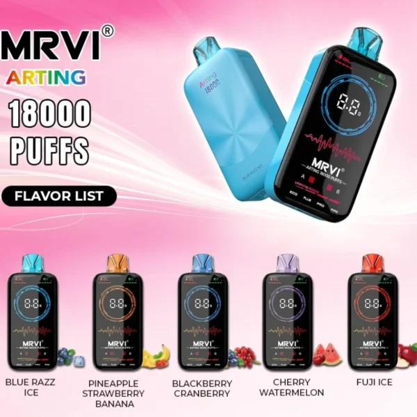 MRVI Arting 18000 Puffs Dual Mesh celoobrazovkový displej 2% 5% Nízkonikotinové dobíjecí jednorázové vapky Pen Hromadně Koupit Velkoobchod – BookVape – 1