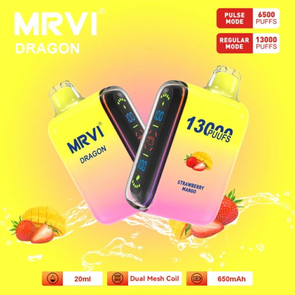 MRVI Dragon 13000 Puffs Dual Mesh Digital Screen 2% 5% Nízkonikotinové dobíjecí jednorázové vapes pero Hromadný nákup – BookVape – 11