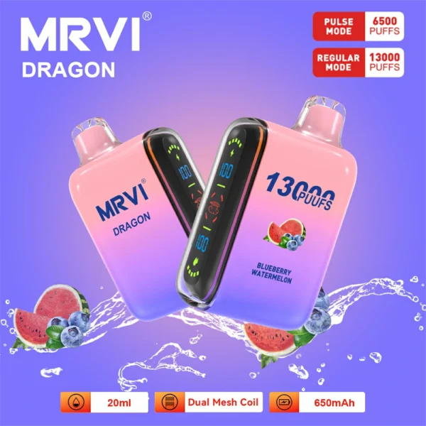 MRVI Dragon 13000 Puffs Dual Mesh Digital Screen 2% 5% Nízkonikotinové dobíjecí jednorázové vapes pero Hromadně Koupit velkoobchod – BookVape – 2