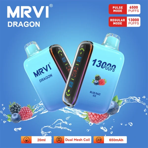 MRVI Dragon 13000 Puffs Dual Mesh Digital Screen 2% 5% Nízkonikotinové dobíjecí jednorázové vapes pero Hromadně Koupit velkoobchod – BookVape – 4