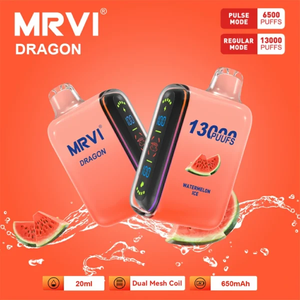 MRVI Dragon 13000 Puffs Dual Mesh Digital Screen 2% 5% Nízká nikotinová dobíjecí jednorázová vapes Pen Hromadně Koupit Velkoobchod – BookVape – 6