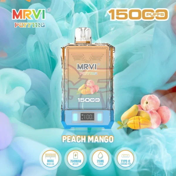 MRVI Puffing 15000 Puffs Dual Mesh Digital Screen 2% 5% Alacsony nikotintartalmú újratölthető eldobható Vapes toll tömeges vásárlás Nagyker - BookVape - 7