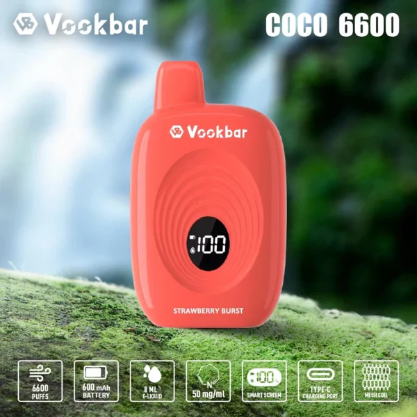 Vookbar Coco 6600 Puffs Digital Smart Screen 3% Oplaadbare wegwerpvapes-pen met laag nicotinegehalte, bulk kopen groothandel - BookVape - 4