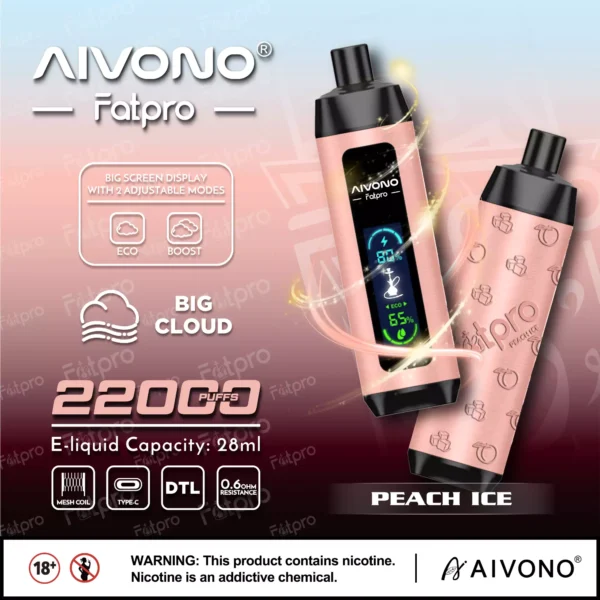 AIVONO Fatpro 22000 Puffs vattenpipa Digital skärm 0% 2% 3% 5% Låg nikotinhalt Uppladdningsbara disponibla vapes Penna Bulk Köp grossist - BookVape - 3
