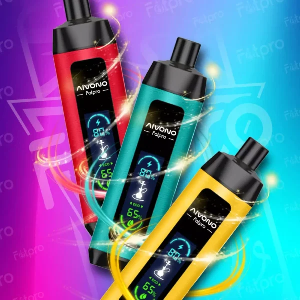 AIVONO Fatpro 22000 Puffs vattenpipa Digital skärm 0% 2% 3% 5% Låg nikotin uppladdningsbara engångs vapes Penna Bulk Köp Partihandel - BookVape - 1