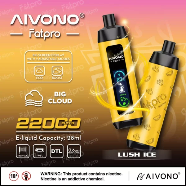AIVONO Fatpro 22000 Puffs vattenpipa Digital Skärm 0% 2% 3% 5% Låg nikotin uppladdningsbara engångs vapes Penna Bulk Köp Partihandel - BookVape - 9