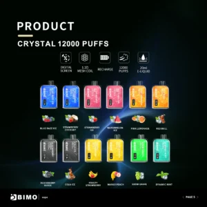 BIMO Crystal 12000 Puffs 2% 5% Baixa Nicotina Recarregável Vapes Pen Bulk Comprar Atacado