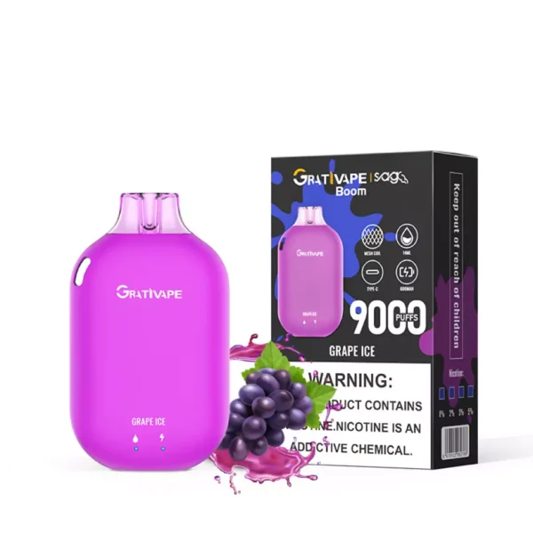 Grativape Boom 9000 Puffs 0% 2% 3% 5% Low Nicotine Rechargeable Disposable Vapes Pen Bulk Buy Wholesale - BookVape - 14